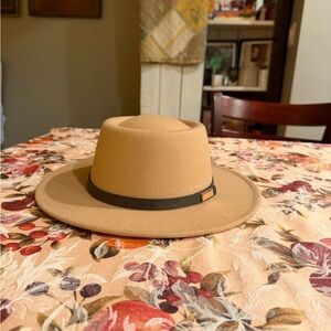Tan Fedora hat with Black Band